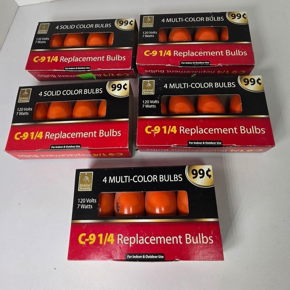 Holiday Seasons C-9 1/4 Replacement Bulbs Orange 7W 120V 20 Count Total 5 Packs